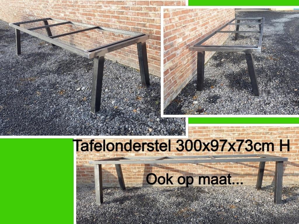 NIEUW stalen tafelonderstel 300x97x73cm hoog - tuintafel, Enlèvement, Neuf, Rectangulaire, Métal