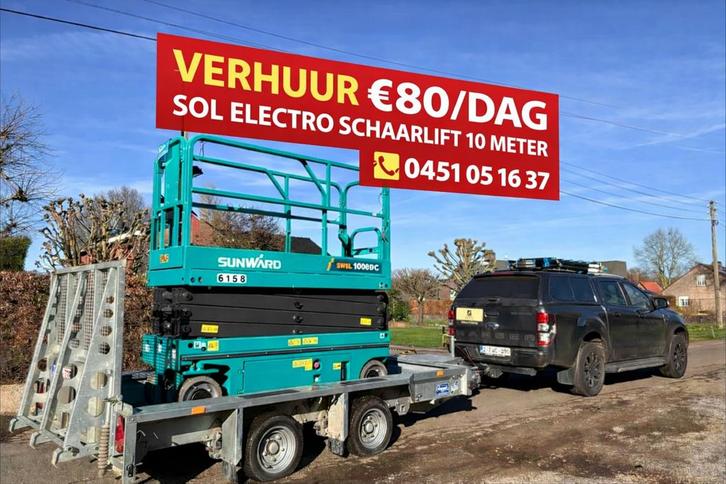 Te huur: Schaarlift / Hoogtewerker 10 meter, Articles professionnels, Machines & Construction | Ascenseurs, Échafaudages & Échelles