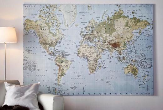 Ikea wereldkaart - groot formaar, Antiquités & Art, Art | Peinture | Abstraite, Enlèvement