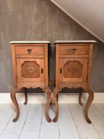 Tables de chevet en chêne avec plateau en pierre naturelle, Enlèvement, Comme neuf