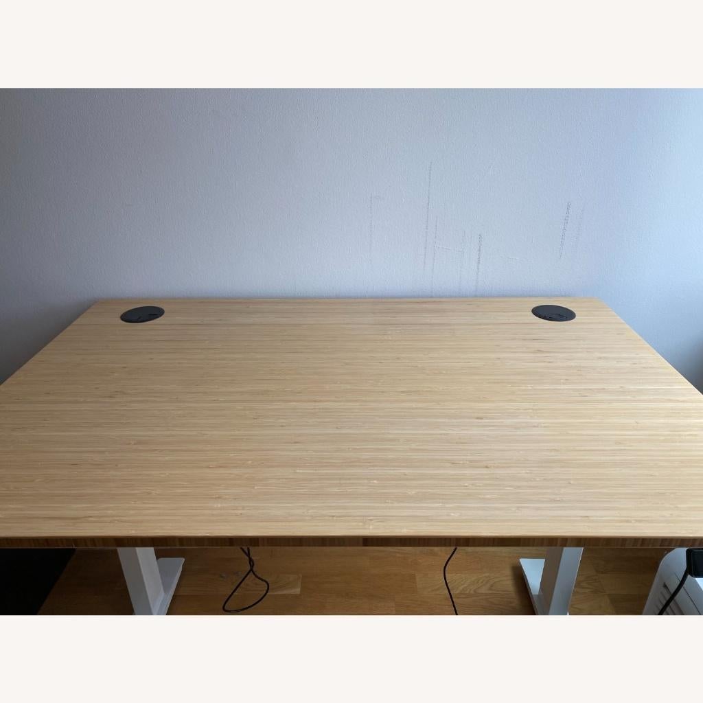 Elektrische zit sta bureau 140x80cm bamboe topblad, Maison & Meubles, Bureaux, Neuf, Autres marques, Bureau assis-debout, Enlèvement