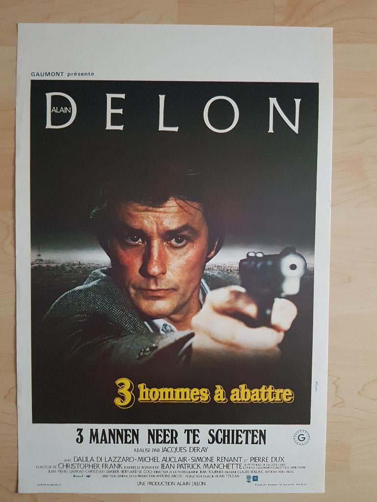 filmaffiche Alain Delon 3 hommes a abattre 1980 filmposter, Rechthoekig Staand, Ophalen of Verzenden, Zo goed als nieuw, A1 t/m A3