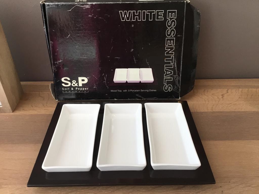 S&P salt & pepper, serveerschotel voor aperitiefhapjes, Huis en Inrichting, Ophalen of Verzenden, Zo goed als nieuw