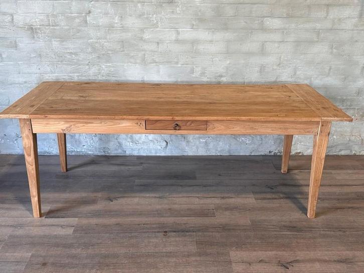 Boerentafel - 220 x 89 cm + 79 cm hoog / 1 lade, Maison & Meubles, Tables | Tables à manger, Comme neuf, 50 à 100 cm, 200 cm ou plus