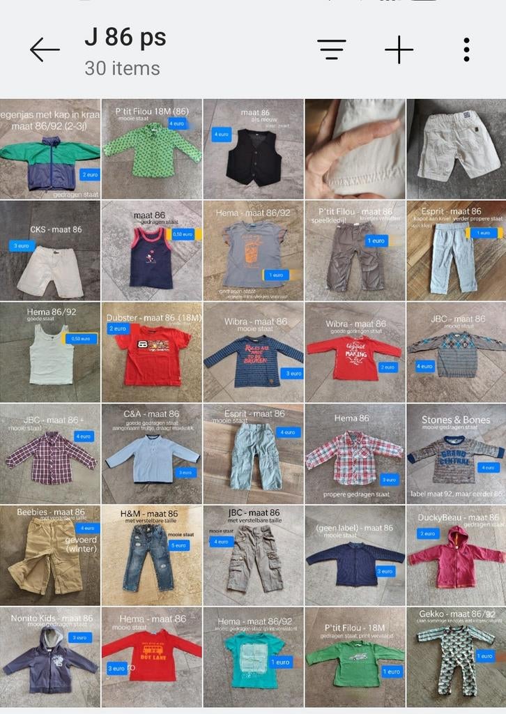 pakket babykleding maat 86, Kinderen en Baby's, Ophalen, Gebruikt, Maat 86
