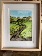 Paysage, route de campagne, aquarelle, Antiquités & Art, Envoi