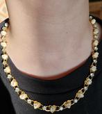 Speciale vergulde ketting met hartjes bloemetjes & kristal, Ophalen of Verzenden