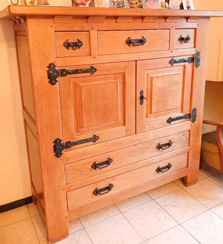 Salle à  manger en chene massif, Maison & Meubles, Salles à manger complètes, Utilisé, 4 à 6 chaises, Enlèvement