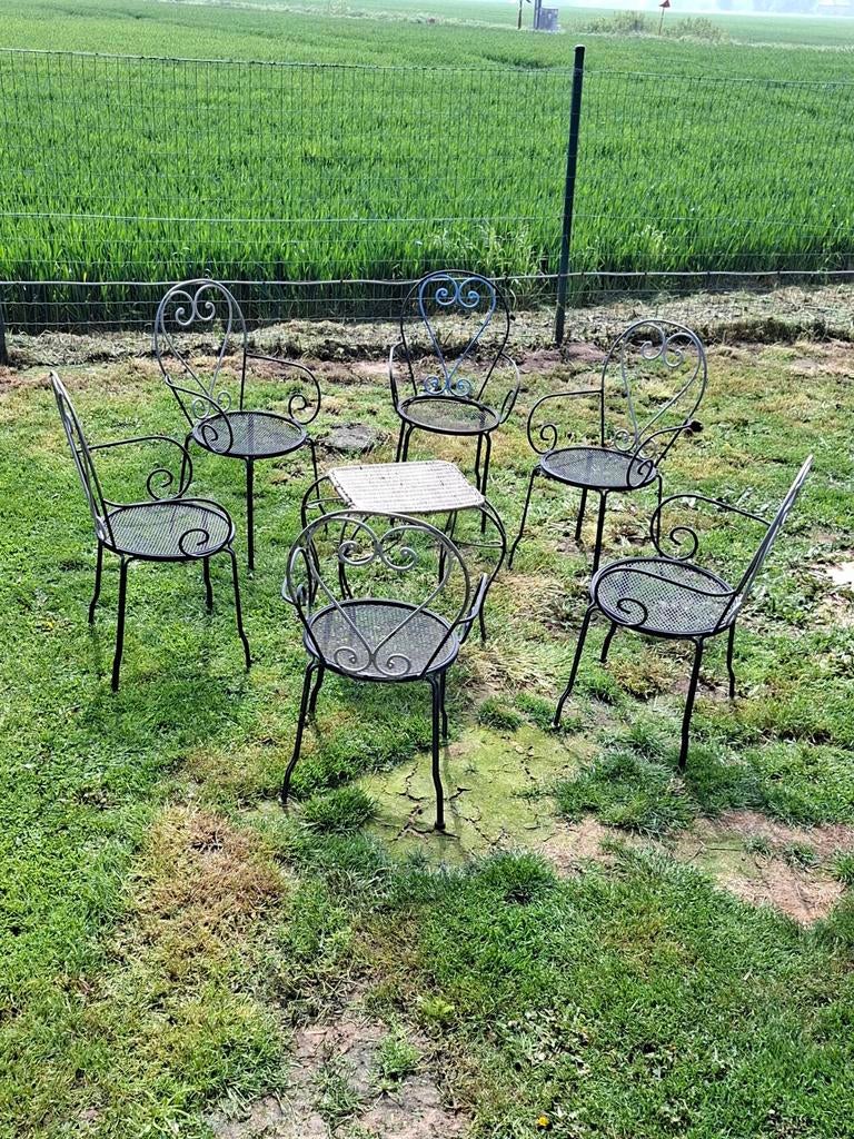 Ensemble de jardin en fer forgé ( voir annonce ), Ophalen, Overige materialen, Gebruikt, Bijzettafel