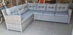 Grijze wicker hoeklounge, Jardin & Terrasse, 5 places, Osier, Banque, Comme neuf