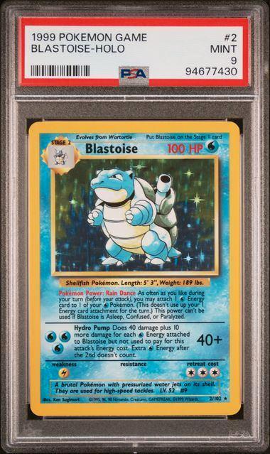 2/102 base blastoise psa 9, Hobby en Vrije tijd, Verzamelkaartspellen | Pokémon, Foil, Ophalen of Verzenden