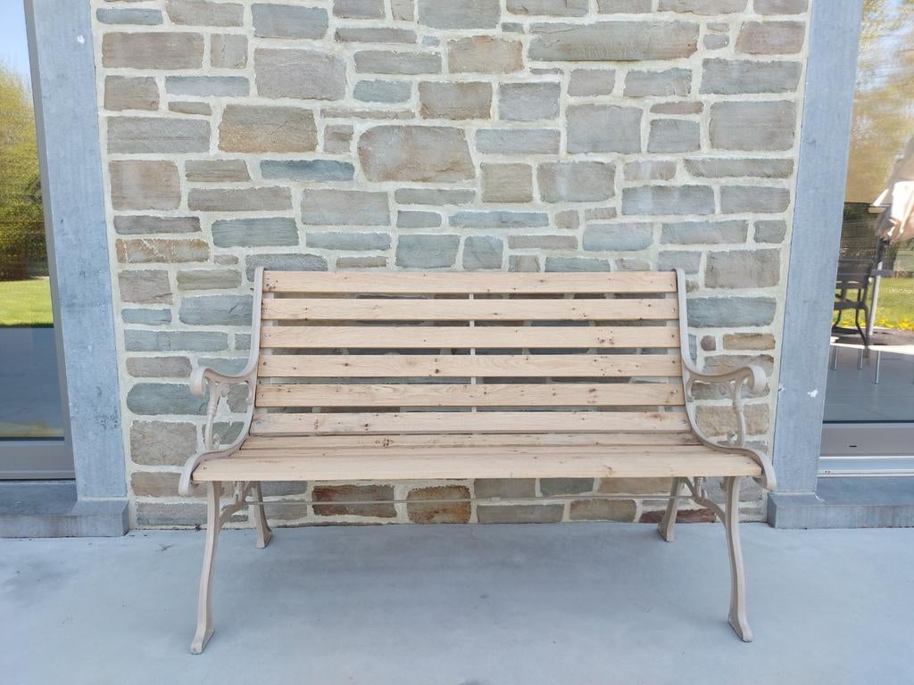 Banc en fonte et chêne, Jardin & Terrasse, Bancs de jardin, Enlèvement, Bois