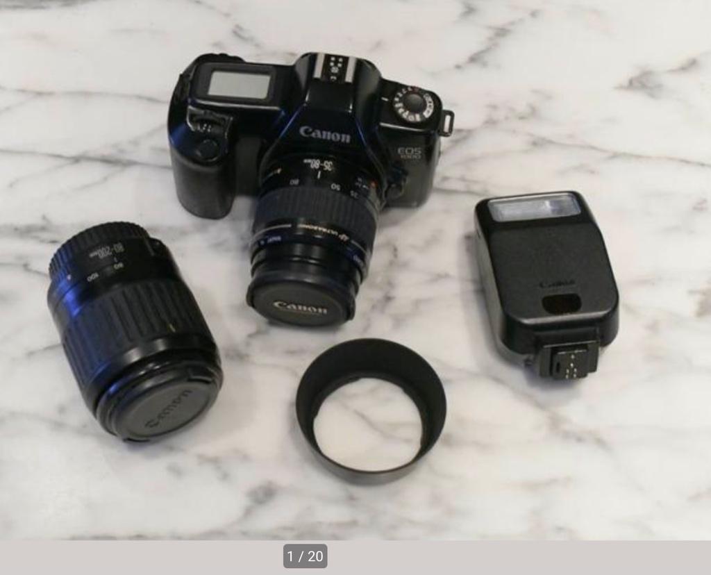 Canon 1000 N, 35-80/4-5,6 EF, 80-200/4,5-5,6 EF, flash 200E, Enlèvement ou Envoi, 1980 à nos jours, Appareils photo