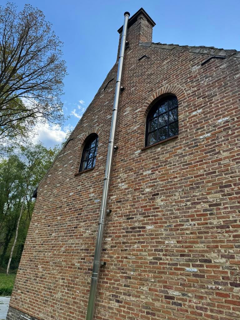 Dubbelwandige inox buis 9 meter, Doe-het-zelf en Bouw, Ophalen, Zo goed als nieuw