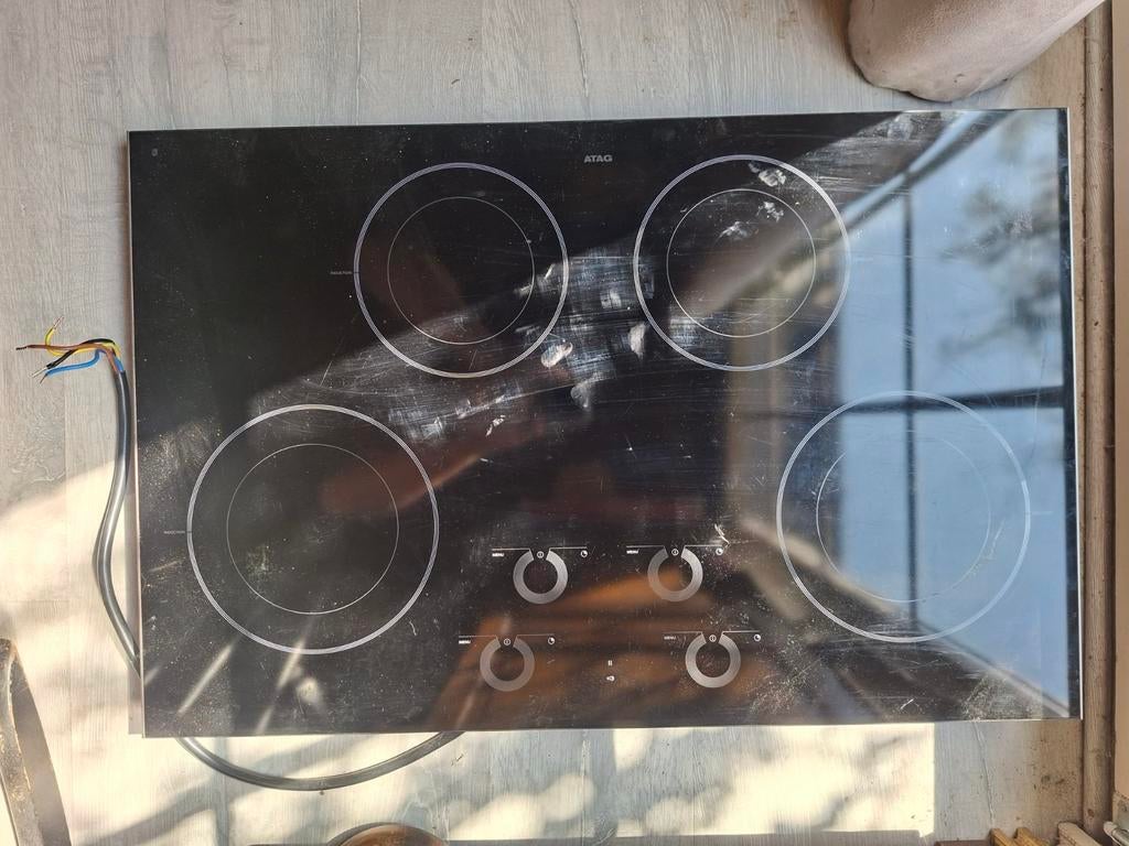 Inductiekookplaat ATAG 80cm, Elektronische apparatuur, Ophalen, Gebruikt, 4 kookzones, Inbouw