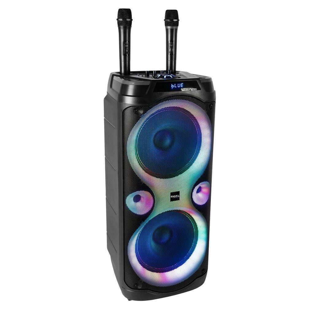 Bluetooth speaker met accu en lichteffecten en microfoons, Ophalen of Verzenden, Nieuw, Microfoon(s)