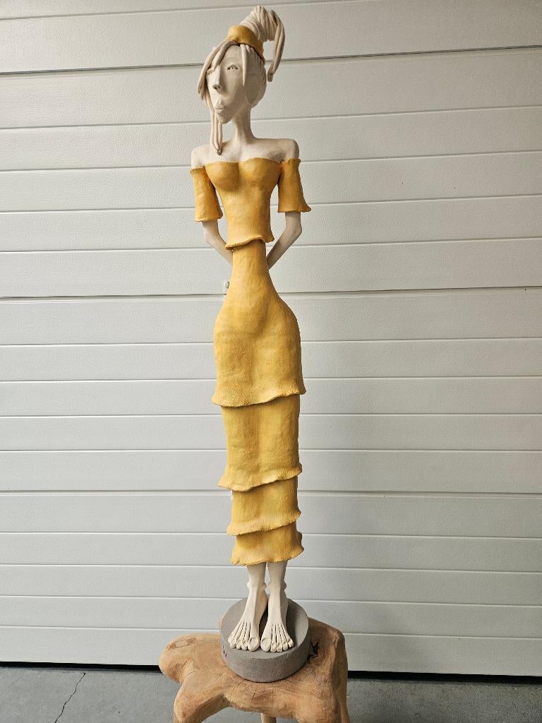 Prachtig kunstbeeld keramiek exclusief werk topwerk koopje!, Antiquités & Art, Art | Sculptures & Bois, Statue, 1 mètre - 2 mètres