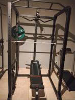Power rack met pulleys, barbell,platen, bench en lat bar, Enlèvement
