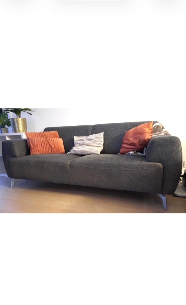 Grijze stoffen salon (2,5 zit + 3-zit), Ophalen, Zo goed als nieuw, Tijdloos, Stof