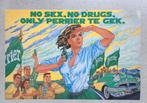 AFFICHE PUBLICITAIRE »PERRIER «  PIN-UP SUPERBE 48 x 32 cm), Envoi, Comme neuf, Autres types
