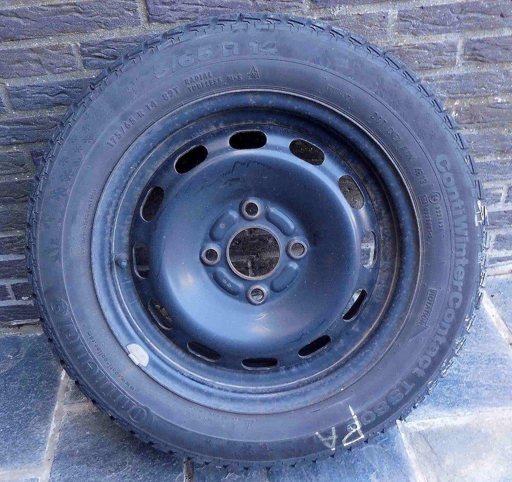 Winterbanden op stalen velgen 175/65 R14, Auto-onderdelen, Banden en Velgen, Ophalen, 14 inch, Gebruikt, 175 mm