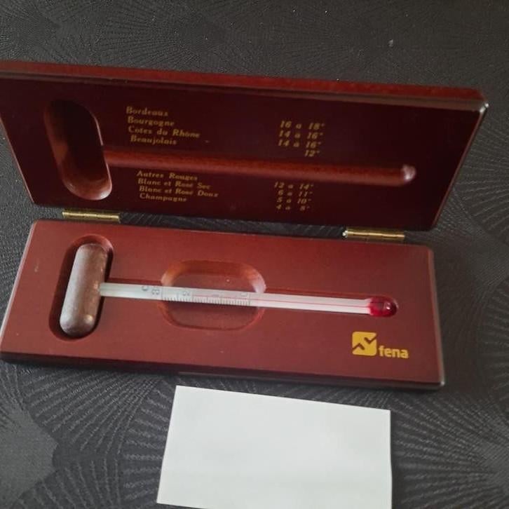 WIJNTHERMOMETER LUXE in houten doosje * NIEUW(, Ophalen, Nieuw