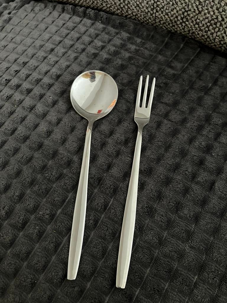 Set lepel en vork om op te scheppen, Ophalen of Verzenden, Zo goed als nieuw