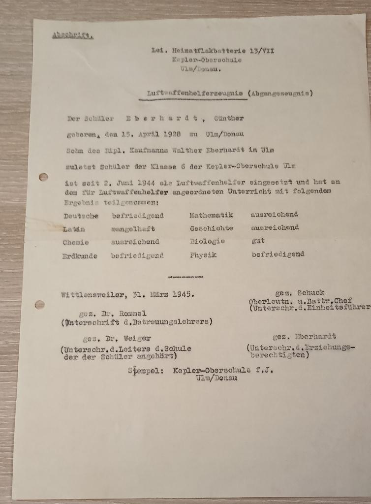 Document Allemand Luftwaffe Lei Heinatflak ww2, Collections, Envoi, Armée de l'air, Autres types