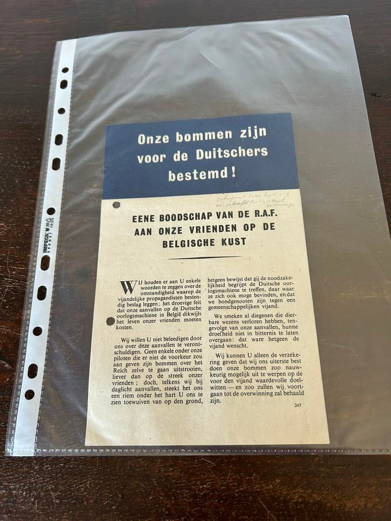 RAF vliegtuigpamflet, Ophalen of Verzenden
