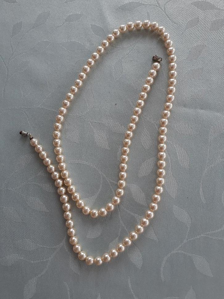 Lange antieke parelketting - 80 cm, Handtassen en Accessoires, Antieke sieraden, Ketting, Ophalen of Verzenden