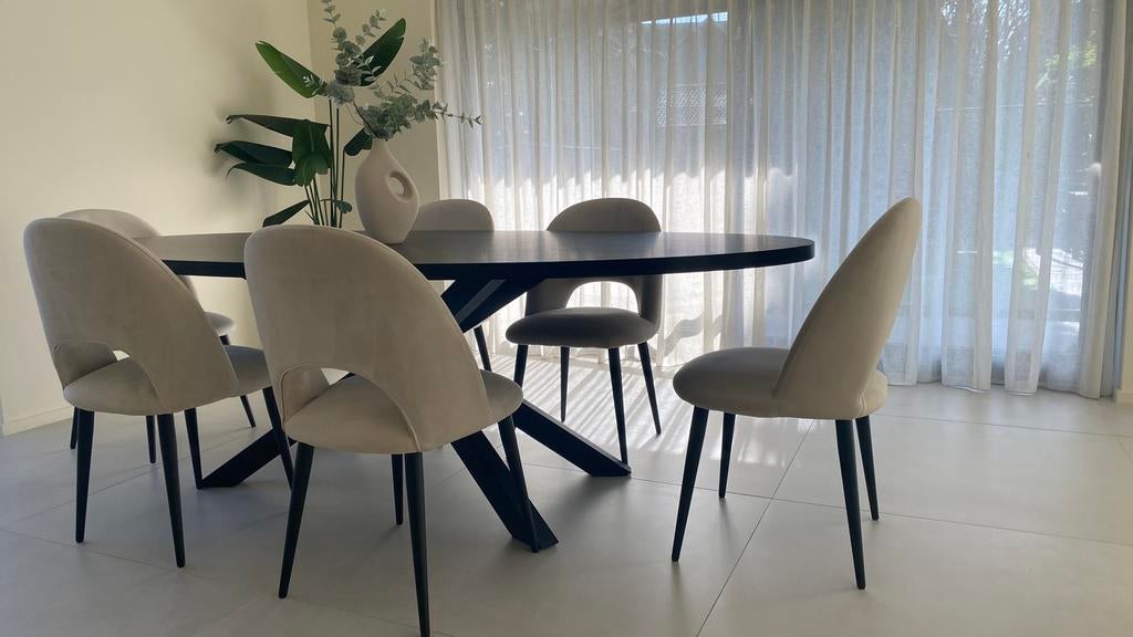 Eettafel, stoelen en plant, Huis en Inrichting, Stoelen, Ophalen, Gebruikt