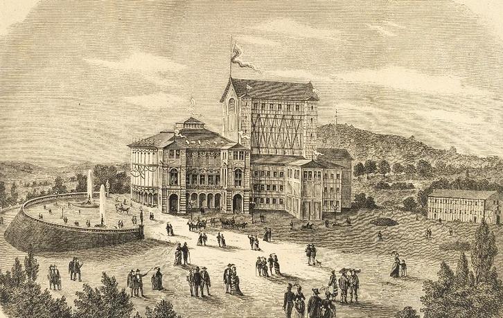 Théâtre Wagner - Gartenlaube (1873). D'après Louis Santer, Antiquités & Art, Art | Eaux-fortes & Gravures, Enlèvement ou Envoi