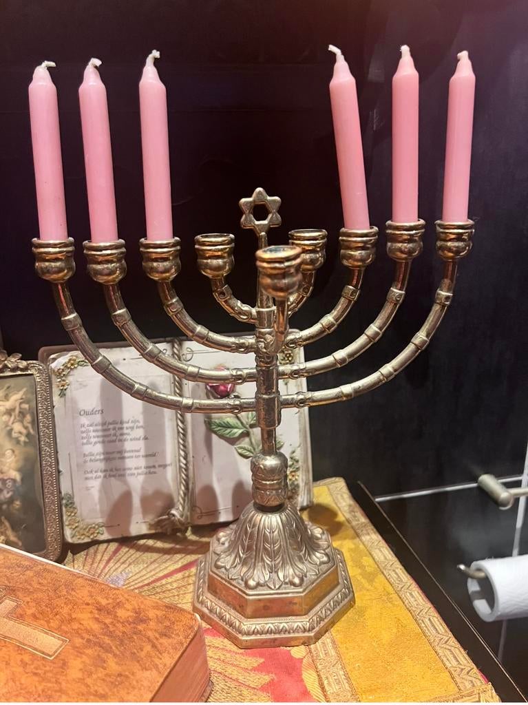 Prachtige antieke mooie Joodse kandelaar, Ophalen of Verzenden, Koper of Brons