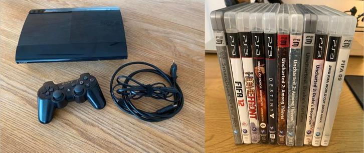 Playstation 3 super slim 500GB versie + 11 games, Games en Spelcomputers, Spelcomputers | Sony PlayStation 3, Gebruikt, Super Slim