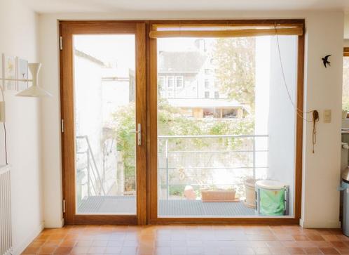Houten raam + deur, Doe-het-zelf en Bouw, Glas en Ramen, Zo goed als nieuw, 160 cm of meer, 160 cm of meer, Ophalen