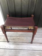 Vintage Brutalist lederen voetenbankje hocker, Maison & Meubles, Canapés | Repose-pieds & Poufs, Enlèvement ou Envoi, Cuir