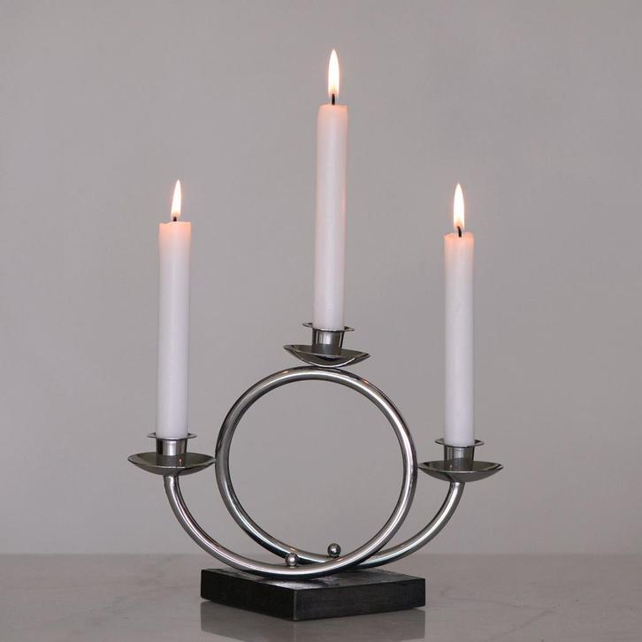 Chrome kandelaar Art Deco ca. 1935, Antiek en Kunst, Antiek | Kandelaars, Ophalen of Verzenden