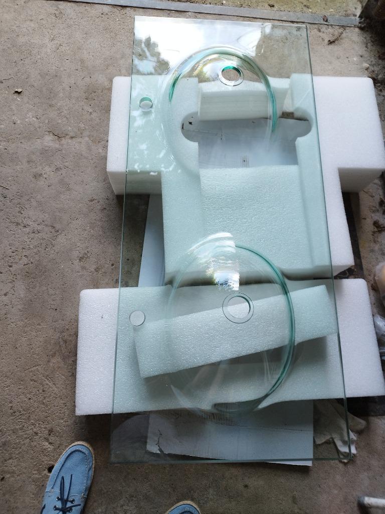 Vasque sdb verre cristal double évier neuve, Maison & Meubles, Salle de bain | Meubles de Salle de bain, Neuf, Lavabo ou Évier