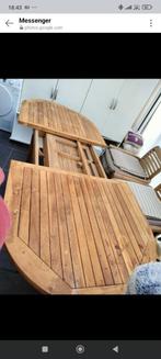 Tuintafel 1,80 m op 100 m tussen zet 60 CM nooit buiten gest, Tuin en Terras, Tuintafels, Ophalen, Zo goed als nieuw, Ovaal, Hout
