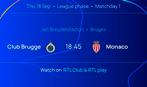 Club Brugge -  Monaco 18 september Noord 221, Tickets en Kaartjes