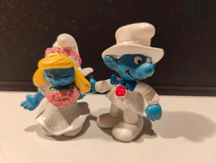 VINTAGE Schleich bruidspaar smurfen.1991, Verzamelen, Smurfen, Zo goed als nieuw, Ophalen of Verzenden
