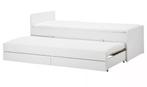 Lit släkt IKEA 1 ou 2 personnes + tiroir + 2 matelas, Huis en Inrichting, Ophalen, Gebruikt, 90 cm, Wit