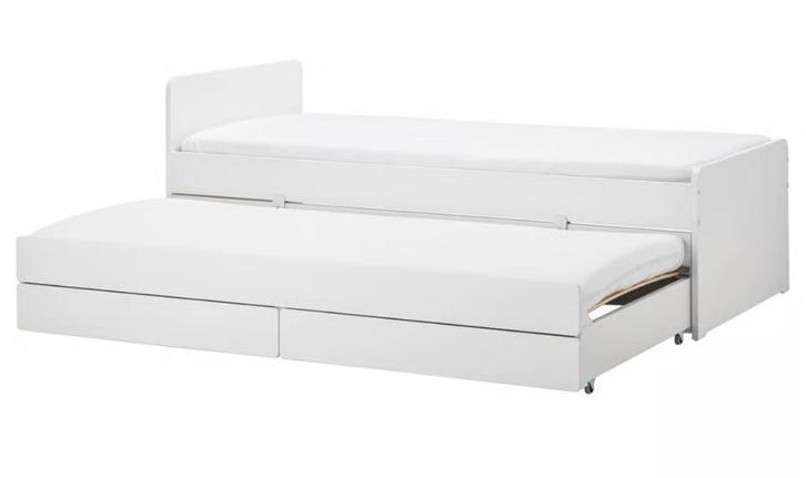 Lit släkt IKEA 1 ou 2 personnes + tiroir + 2 matelas, Huis en Inrichting, Slaapkamer | Bedden, Gebruikt, 90 cm, 200 cm, Hout, Wit