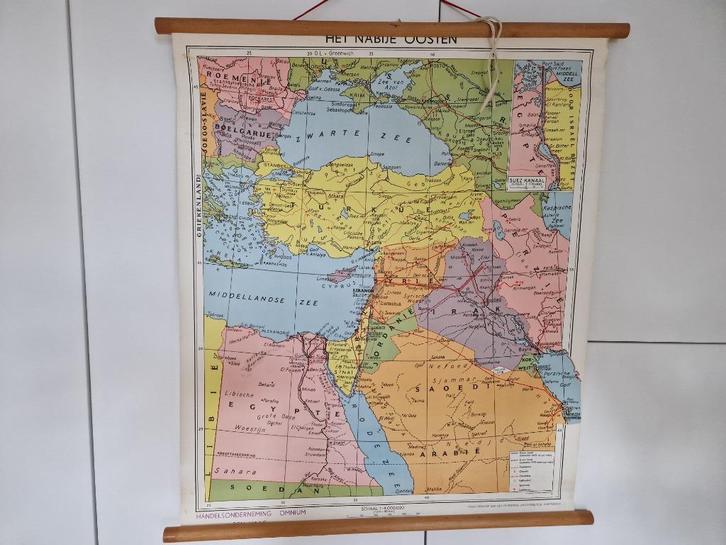 Vintage schoolkaart — “Het Nabije Oosten”, Antiek en Kunst, Antiek | Schoolplaten, Aardrijkskunde, Ophalen