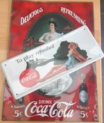 Lot Coca Cola Ancienne affiche en métal pub, Collections, Posters & Affiches, Utilisé, Enlèvement ou Envoi