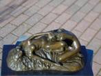 naakte vrouw (2) op gesigneerd bronzen laken, erotisch, Antiek en Kunst, Ophalen, Brons