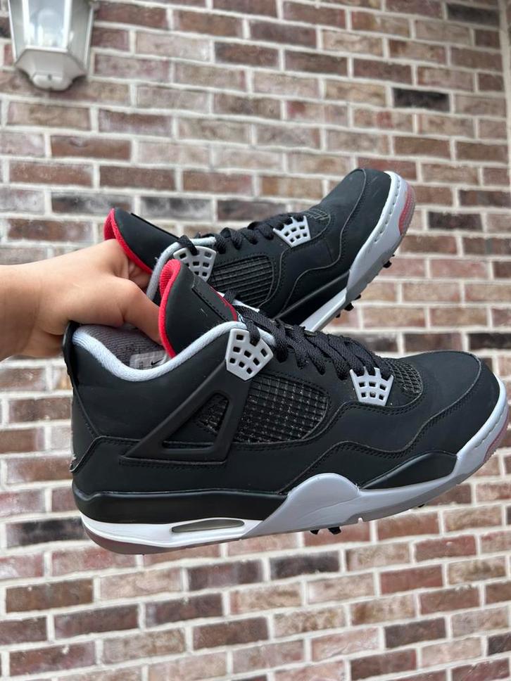 Air Jordan 4 Retro Golf “Bred”, Kleding | Heren, Schoenen, Zo goed als nieuw, Sportschoenen, Zwart, Ophalen of Verzenden
