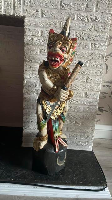 Hanuman”. Sculpture en bois polychrome. Indonésie., Enlèvement ou Envoi, Comme neuf