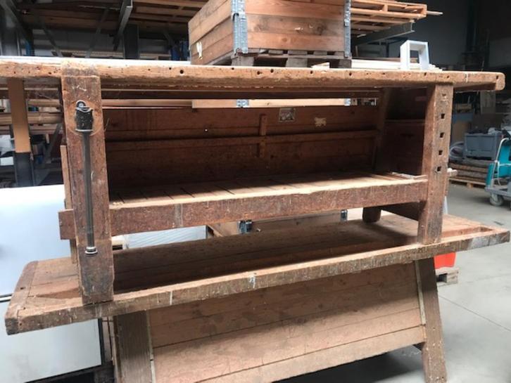 Oude werkbank, Doe-het-zelf en Bouw, Werkbanken, Gebruikt, 170 cm of meer, Bankschroef, Ophalen