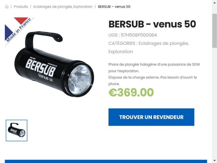 DUIKLAMP 50 WATT BERSUB VENUS 50, Watersport en Boten, Duiken, Ophalen of Verzenden